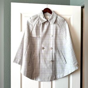 The Limited Scandal Collection Cape Jacket Light Gray w/ Green Windowpane Plaid